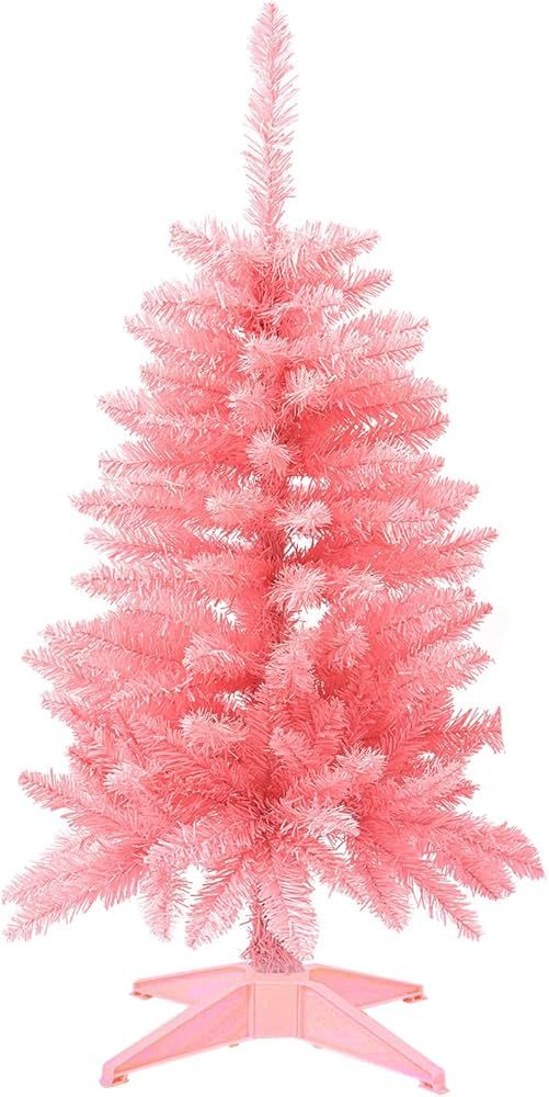 Mini Christmas Tree 3FT Artificial Desktop Xmas Tree for Holiday Decor 160 Branch Tips, Hot Pink | Amazon (US)