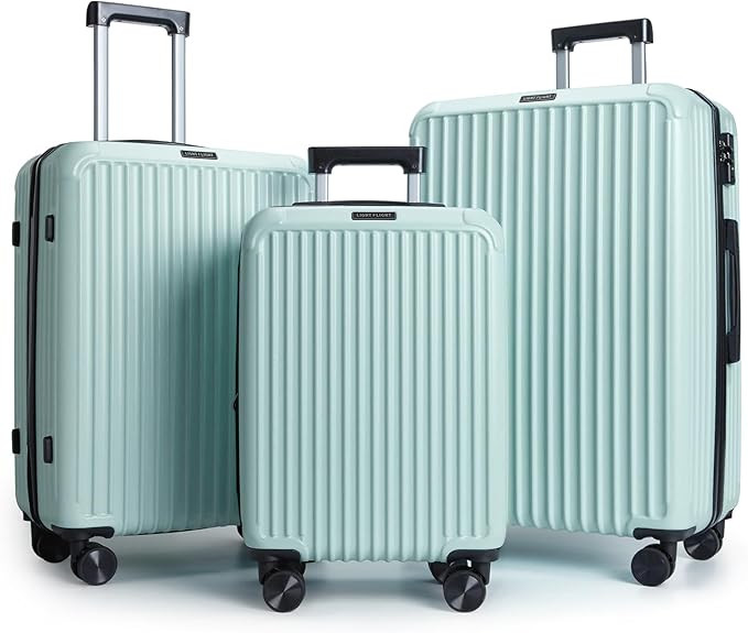 LIGHT FLIGHT Luggage Sets, Durable Hard Shell 3 Piece Set Suitcase with Spinner Wheels, Hardside ... | Amazon (US)