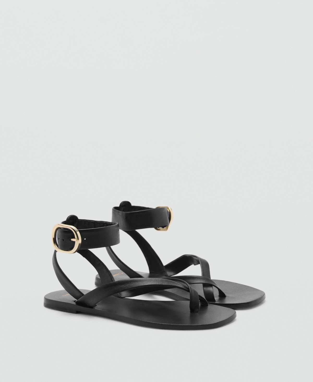 Mango Women's Leather Straps Sandals - Black | Macy's