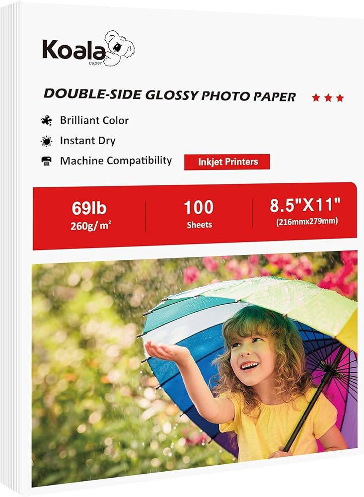 Koala Thick Photo Paper 8.5x11 Inches Heavyweight Double Sided High Glossy 100 Sheets 260gsm only... | Amazon (US)