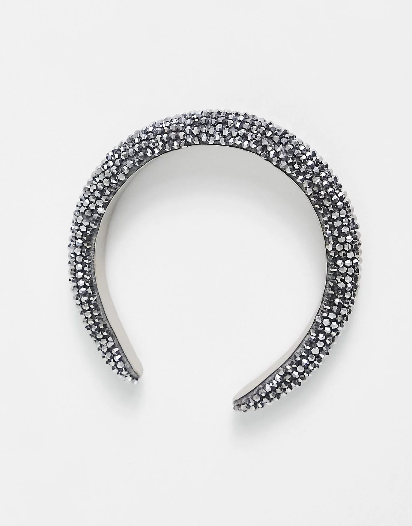ASOS DESIGN - Gewatteerde haarband met kraaltjes in zilver | ASOS (Global)