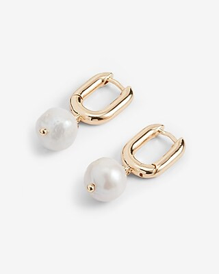 Pearl Paperclip Drop Earrings | Express