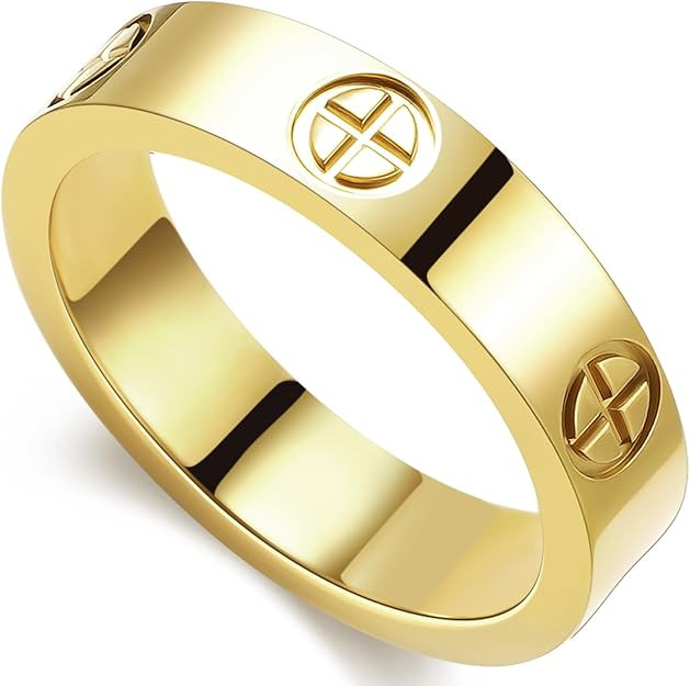 PDWZNBA Love Friendship Ring 18K Gold-Plated Stainless Steel Promise Ring Wedding Band Jewelry Bi... | Amazon (US)
