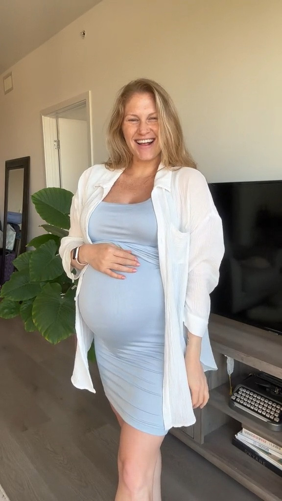 37 weeks pregnant, bump friendly approved dress! So cozy and flattering. 

#LTKbump #LTKstyletip #LTKunder100