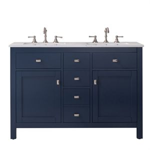 Totti Artemis 48" Blue Transitional Double Sink Bathroom Vanity | Cymax