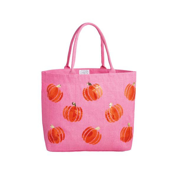Mud Pie Pink Halloween Sparkle Tote | 100% Polyester | Mud Pie