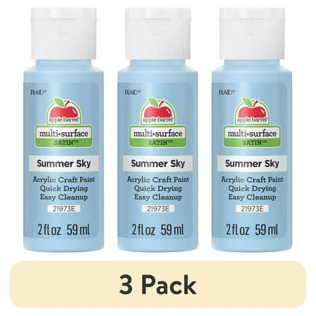 (3 pack) Apple Barrel Multi-Surface Acrylic Craft Paint, Satin Finish, Summer Sky, 2 fl oz | Walmart (US)