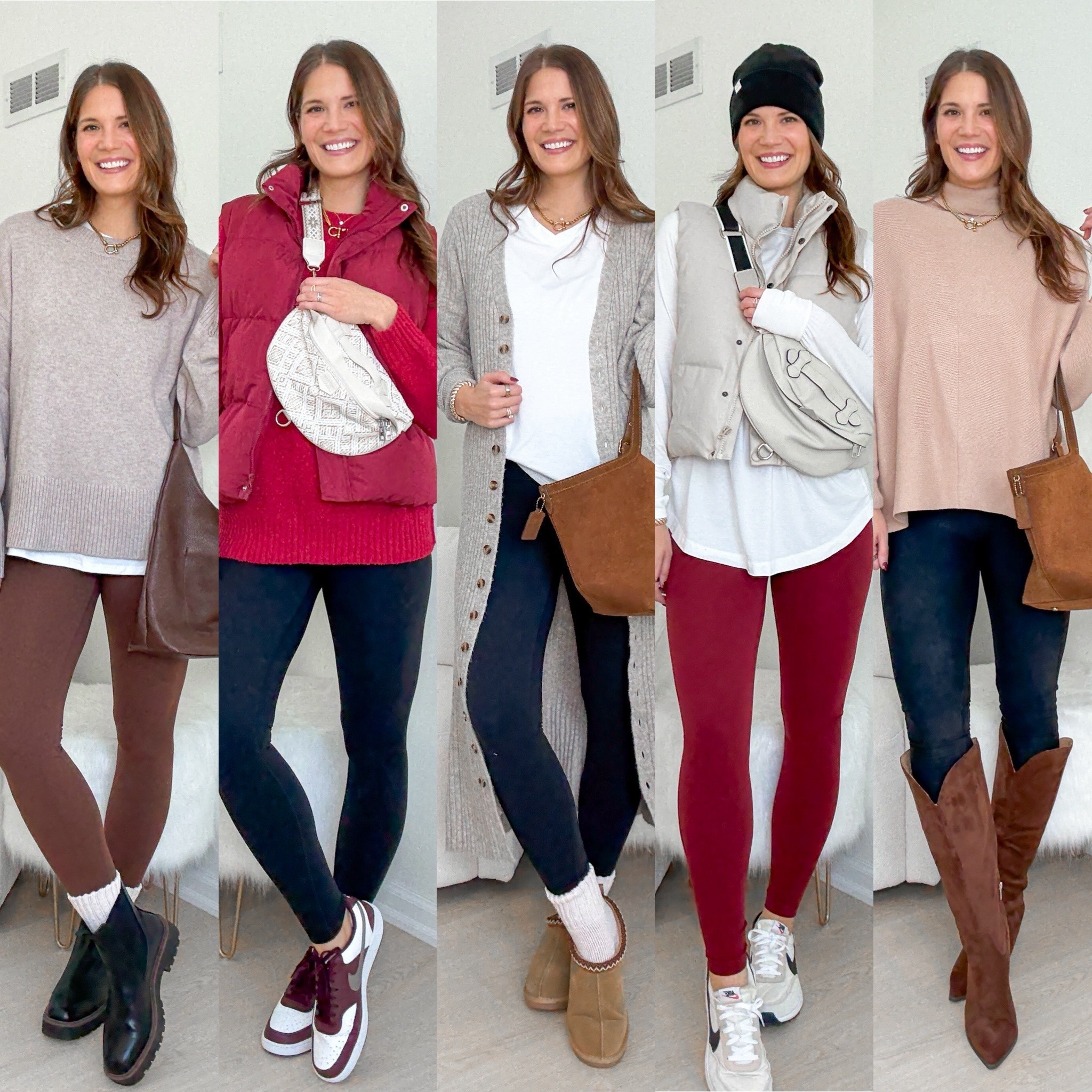 Leggings styled five different ways! You can wear these outfits all winter long. 

Leggings, Style guide, Style inspo, Long seam pants, Tall girl outfits, Tall girl approved, Casual everyday outfits, Stang and co

#LTKTall #LTKHoliday #LTKSeasonal