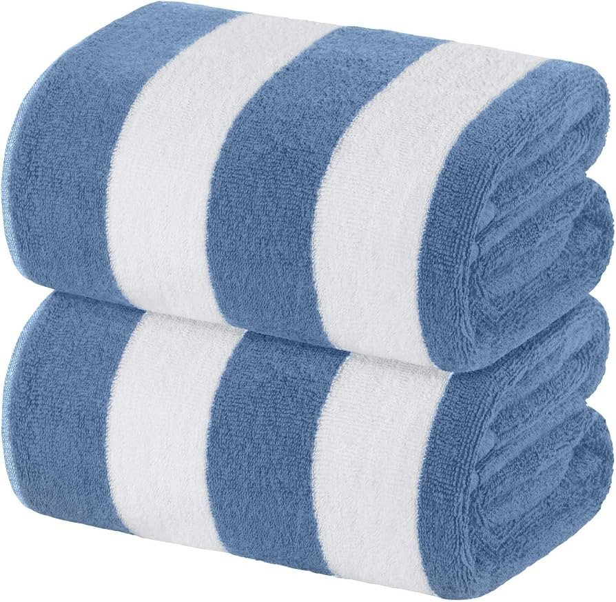 White Classic Beach Towels Oversized Cabana Stripe Cotton Bath Towel Large - Luxury Plush Thick H... | Amazon (US)