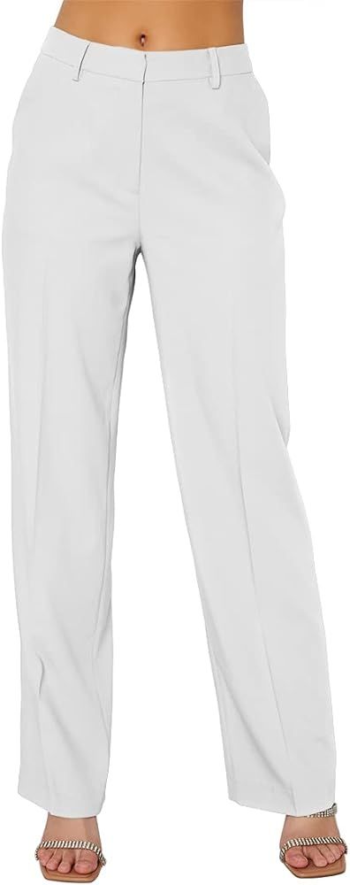 Ebifin Women's Suit Pants Straight Leg Dress Pants Loose Business Casual Pants Office Straight Fit W | Amazon (US)