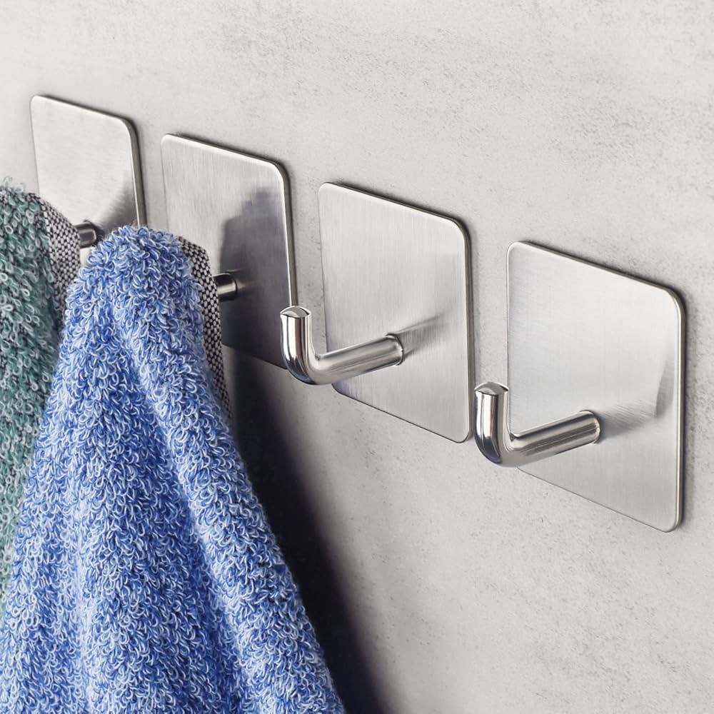 Budding Joy Adhesive Hooks Heavy Duty Stick on Wall Towel Door Waterproof Stainless Steel Holders... | Amazon (US)
