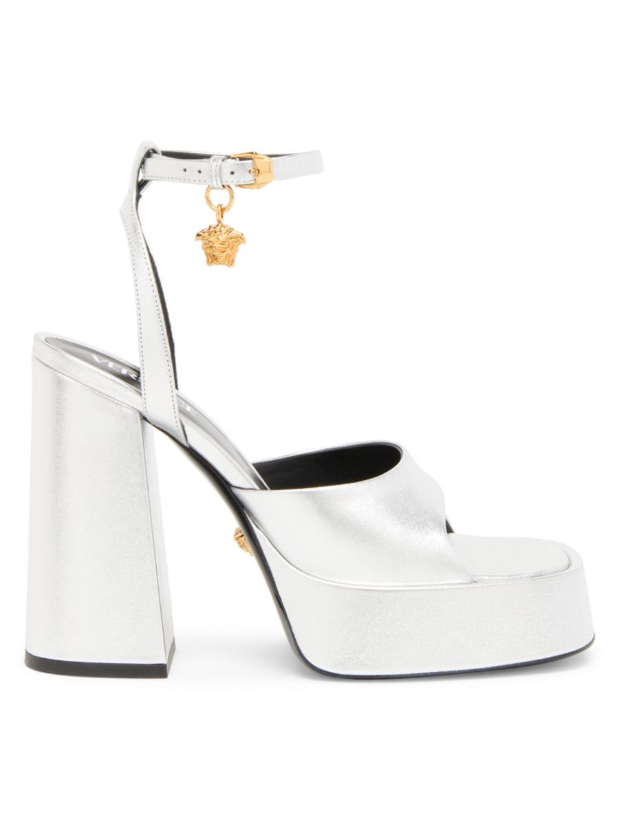 120MM Metallic Leather Platform Sandals | Saks Fifth Avenue