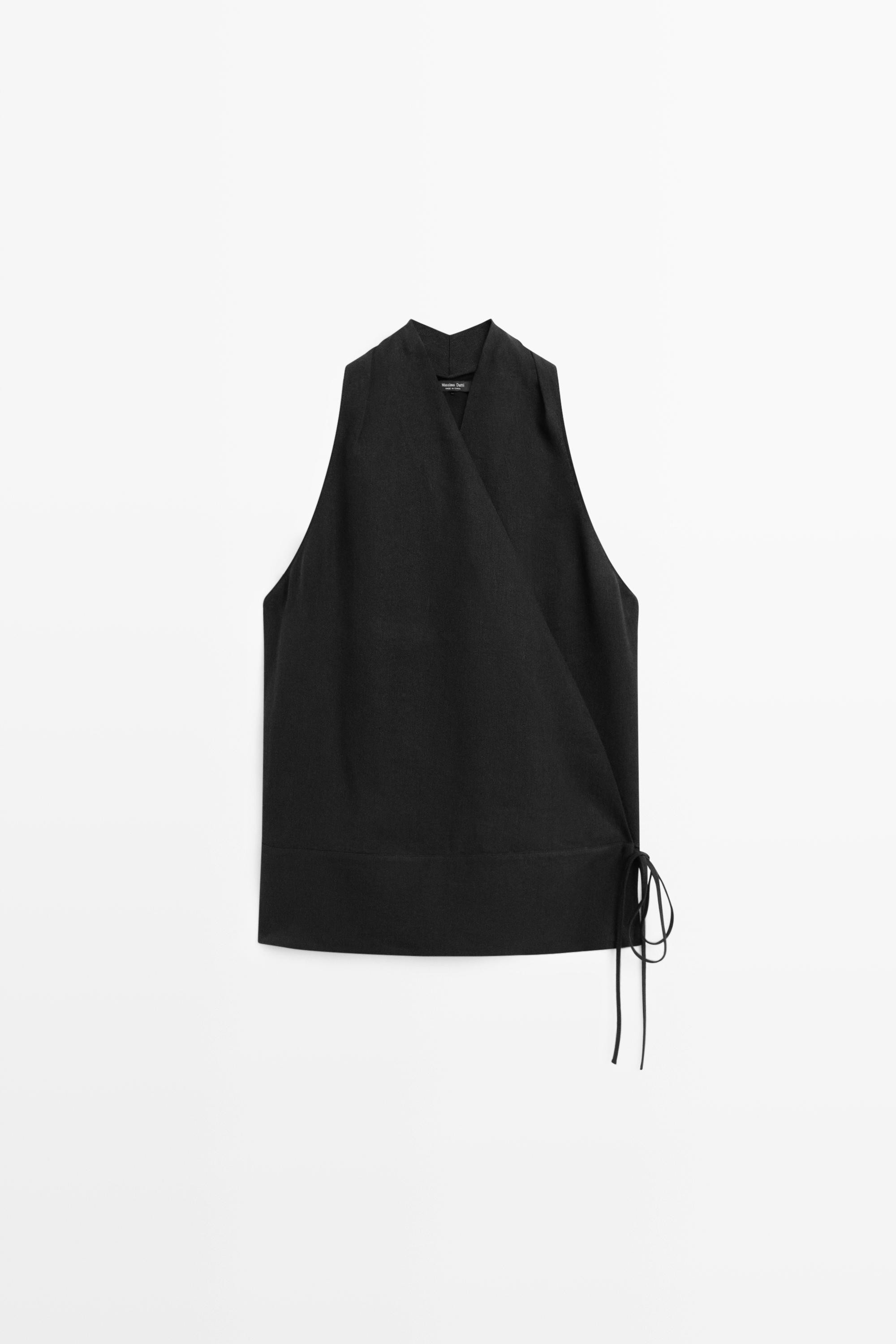Draped surplice top with corset belt detail | Massimo Dutti US