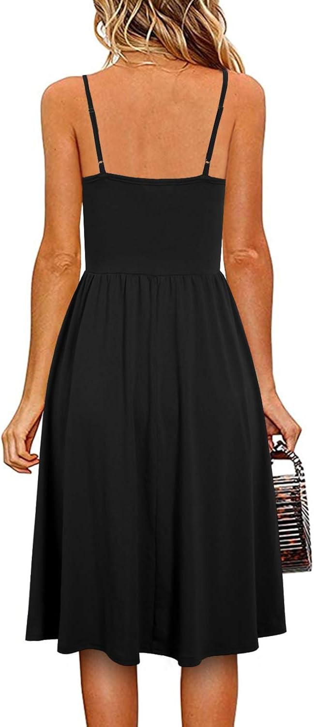 YATHON Casual Dresses for Women Sleeveless Cotton Summer Beach Dress A Line Spaghetti Strap Sundr... | Amazon (US)