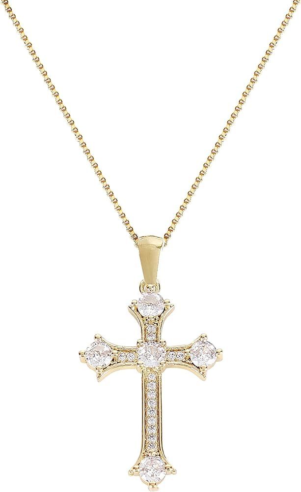 BIFACE Cross Necklaces for Women Jewelry Necklaces for Teen Girls Women 16K Gold Plated Cross Pen... | Amazon (US)