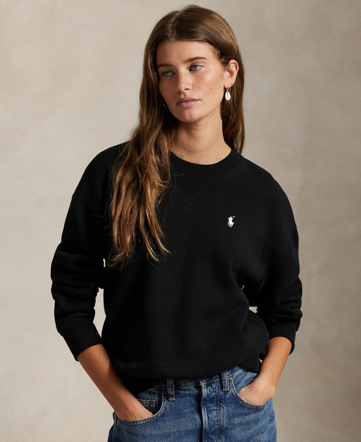 Polo Ralph Lauren Women's Lightweight Fleece Crew Neck Sweatshirt - Polo Black | Macy's