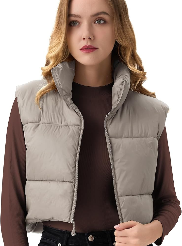 ANAYSN Women's Cropped Puffer Vest Lightweight Sleeveless Warm Vests For Women Winter Stand Colla... | Amazon (US)