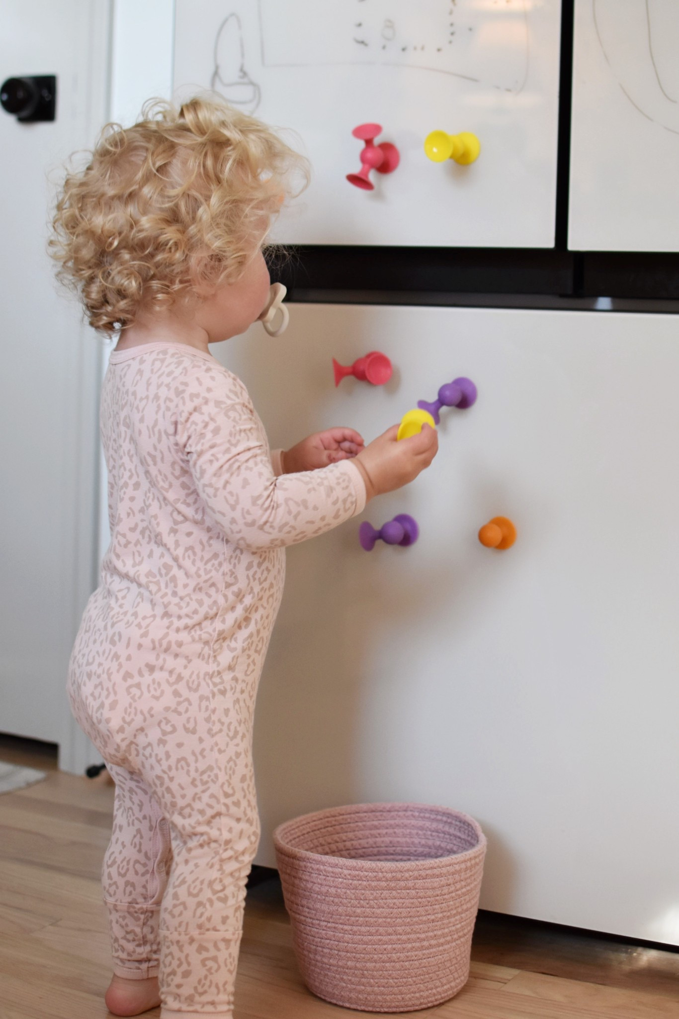 I love these suction toys to keep my toddler occupied while I prepare meals. 