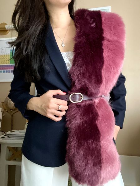 Belting up jackets and coats is one of those little things that can immediately add more drama to your outfit. I took it a step further by adding my two tone faux fur scarf. I’ve worn this blazer to interviews before (minus all the accessories) but now, I style it up just like this for work!

#LTKstyletip #LTKworkwear #LTKunder100