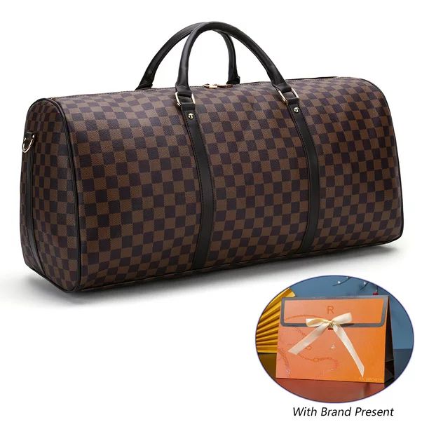 RICHPORTS Checkered duffel bag Travel Weekender Shoulder Handbags Gym Bags Brown - Walmart.com | Walmart (US)