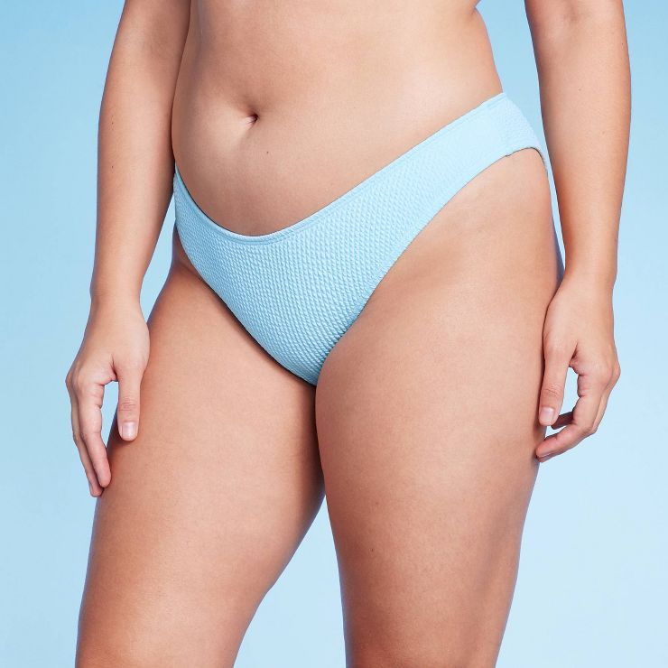 Women's Pucker Textured High Leg Cheeky Bikini Bottom - Wild Fable™ | Target