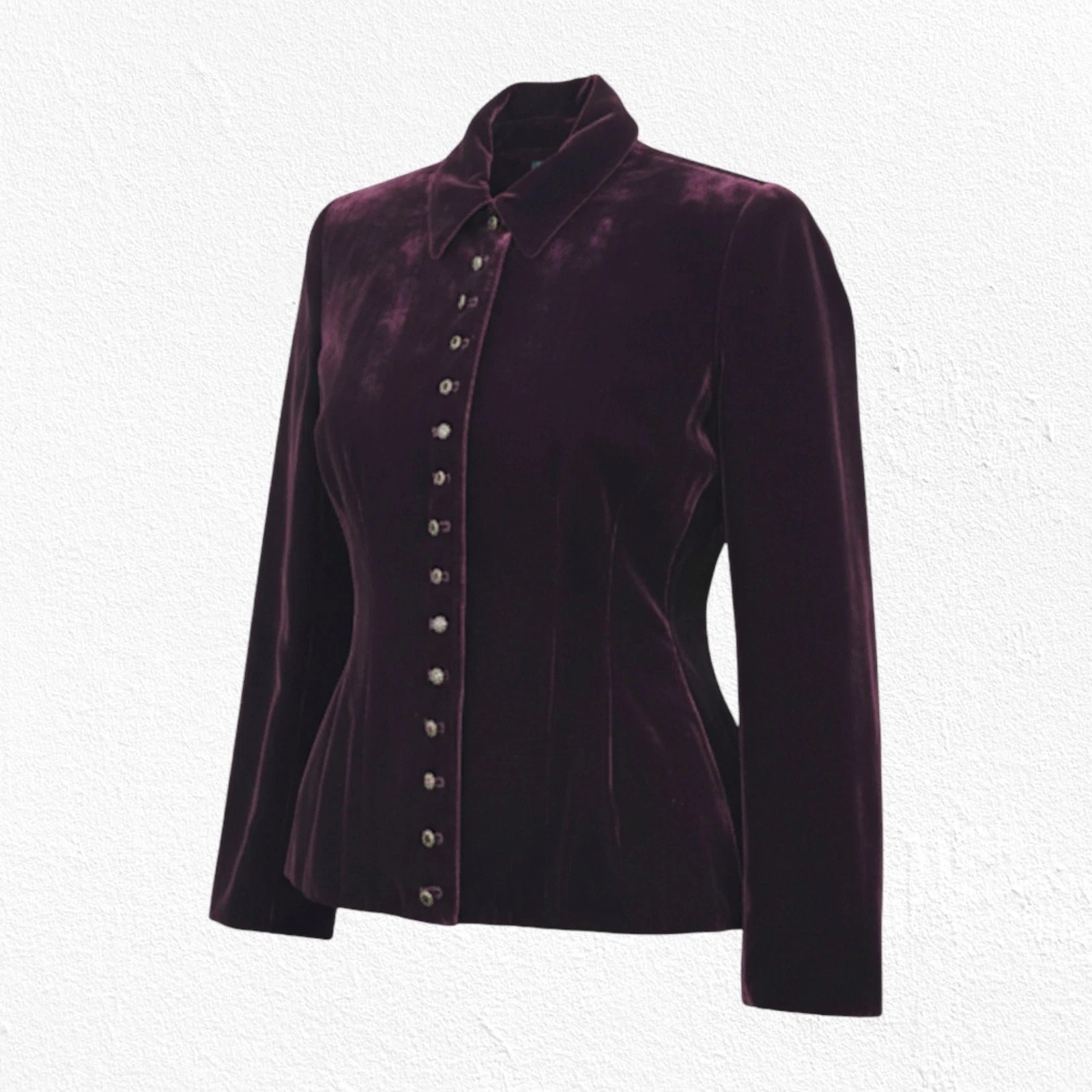 Vintage 90s Lauren Ralph Lauren Dark Maroon Velvet Jacket Jeweled Buttons Size 4 | eBay US