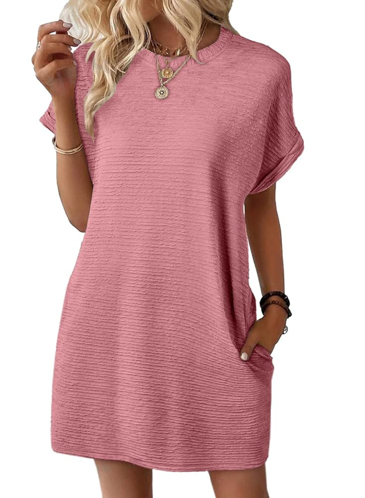 EVALESS Womens Summer Dresses Fashion 2025 Short Sleeve Spring Mini Dress Casual Beach Vacation C... | Amazon (US)