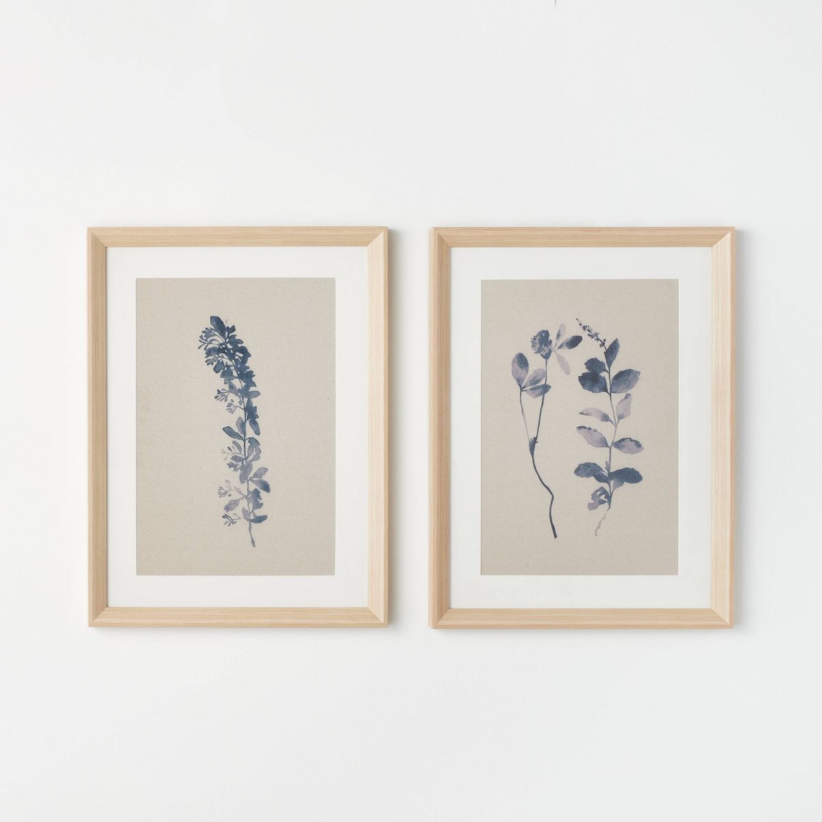(Set of 2) 18" x 24" Naive Floral Sketch Framed Wall Arts Blue - Threshold™ designed with Studi... | Target