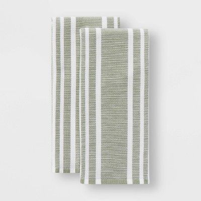 2pk Stripe Dual Sided Terry Kitchen Towel Green - Threshold™ | Target
