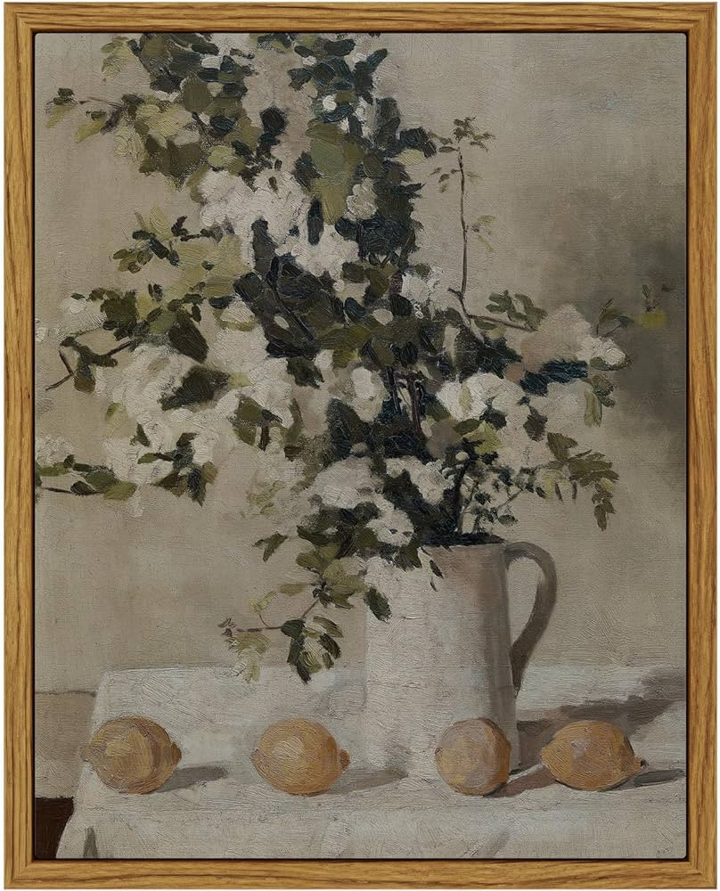 VIYYIEA Vintage Wall Art Kitchen Decor, Flowers and Lemons Pictures Painting Botanical Decor, Fra... | Amazon (US)