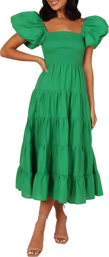 Annette Puff Sleeve Midi A-Line Dress | Nordstrom