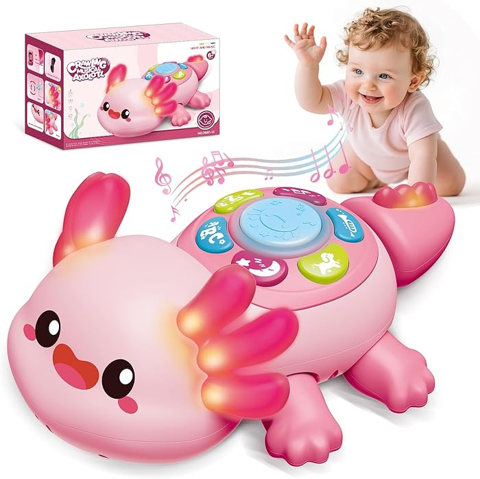 Baby Axolotl Toys 6-12 Months,Tummy Time Musical Crawling Toys with Light,Interactive Early Educa... | Amazon (US)