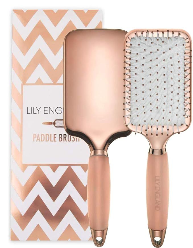Lily England Paddle Brush for Detangling, Straightening Hair and Blowdrying, Rose Gold Hairbrush | Amazon (US)