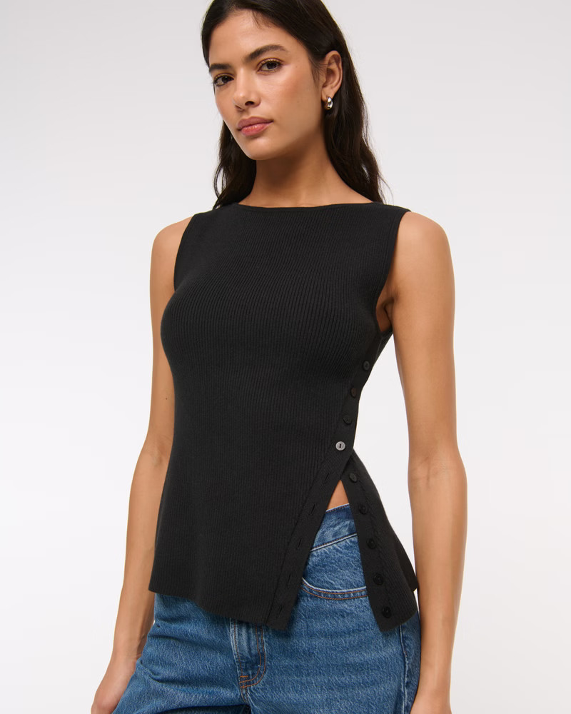 Asymmetrical Button Sweater Tank | Abercrombie & Fitch (US)