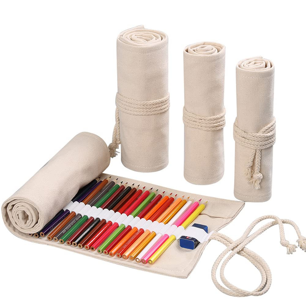 DIYOMR 24/36/72 Slots Pencil Wrap Pencil Rolls, Artist Colored Pencils Roll Up Bag Short Brushes ... | Amazon (US)