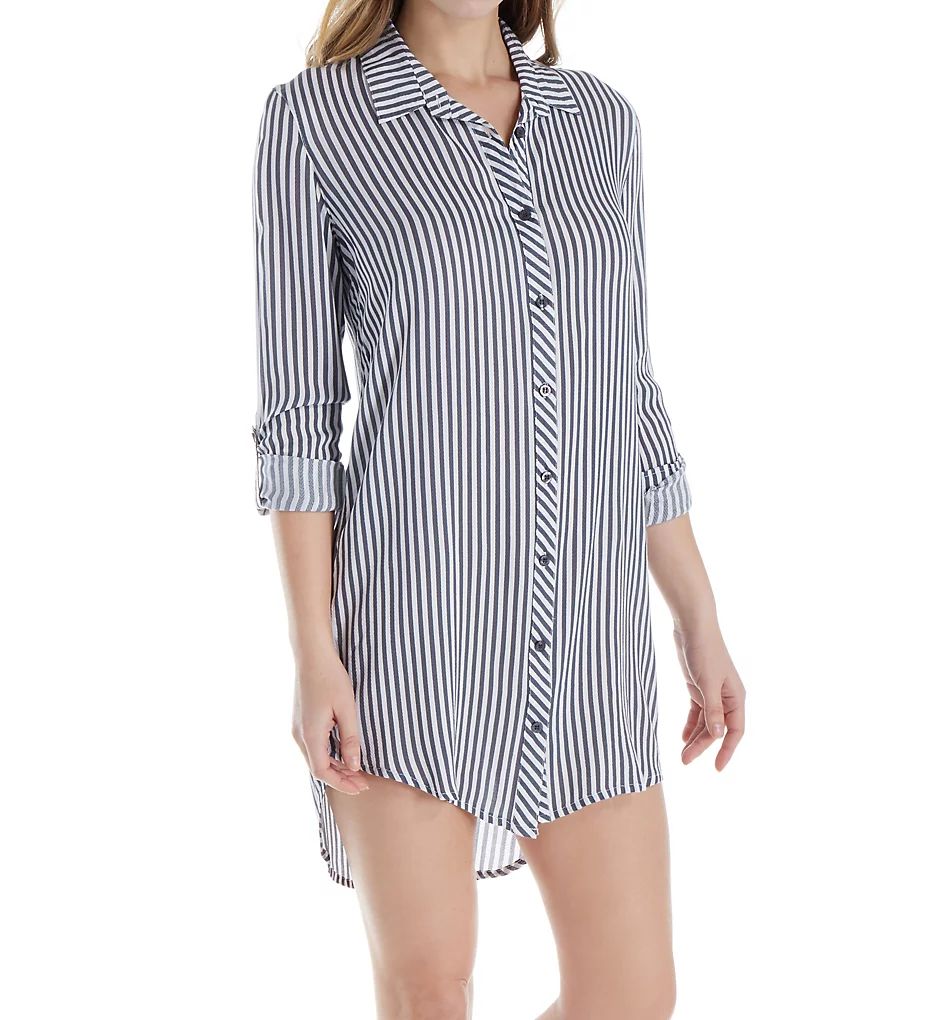 PJ Salvage RGSSNS Simple Stripes Sleepshirt (Grey M) | HerRoom