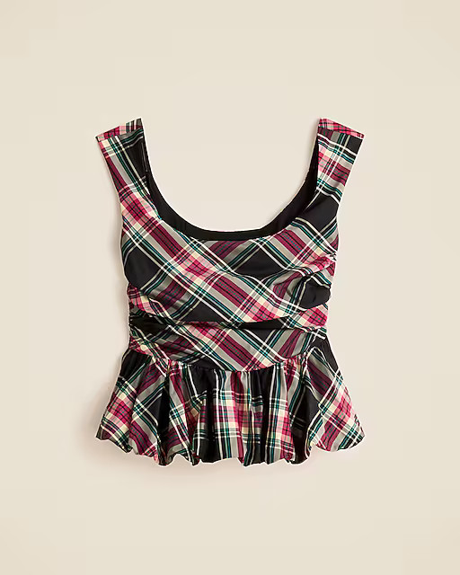 Scoopneck bubble-hem tank top in tartan | J. Crew US