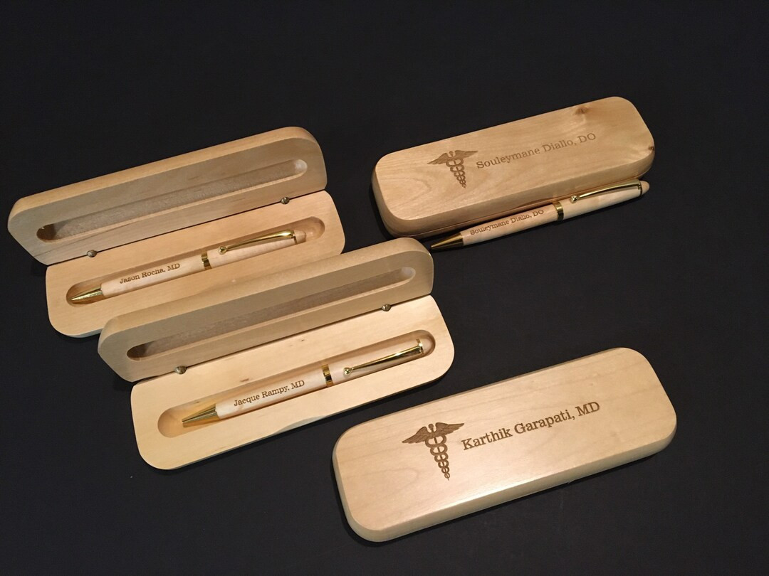 Personalized Wood Desktop Pen Set Professional Gift Engraved Corporate Pen Case Nurses Gifts Medi... | Etsy (US)