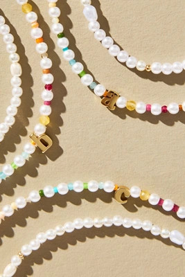 Pearl Beaded Bubble Letter Lowercase Monogram Necklaces, Set of 2 | Anthropologie (US)