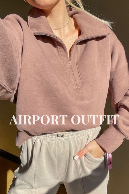 Airport / travel outfit
Half zip in M
Sweatpants in S
Sneakers run tts

#LTKtravel #LTKshoecrush #LTKstyletip