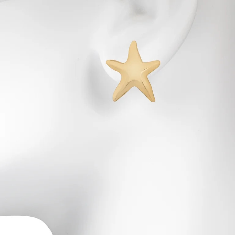 Time and Tru Women's Gold Tone Starfish Stud Earrings | Walmart (US)