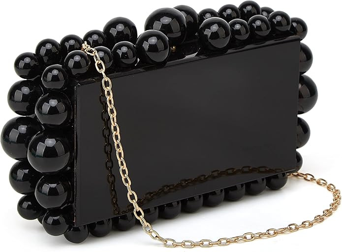 URAWOW Acrylic Evening Handbag Beads Bag for Women Graceful Shoulder Bag Satchel Marble Clutch Pu... | Amazon (US)