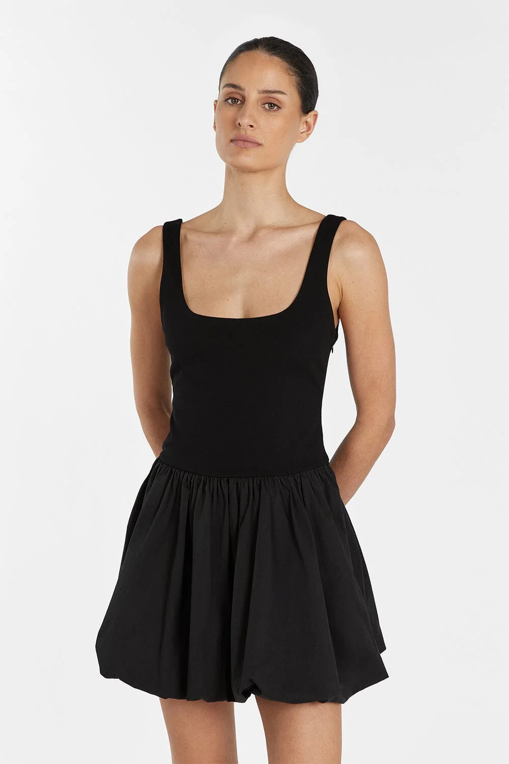 LULA BLACK BUBBLE MINI DRESS | DISSH