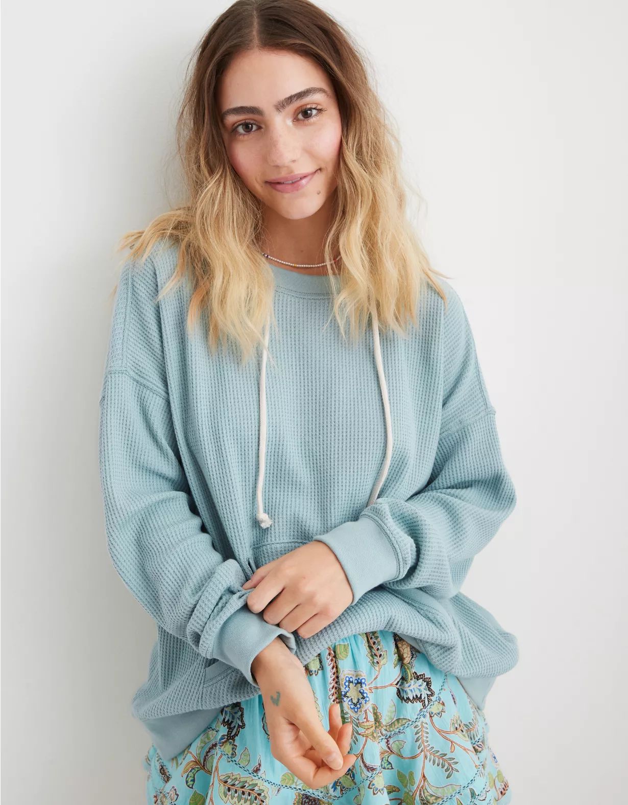 Aerie Cozy Waffle Hoodie | Aerie