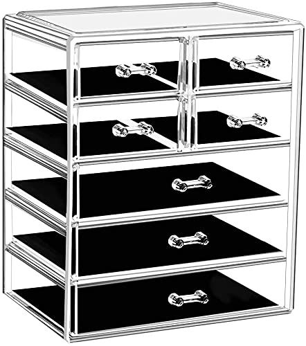 URMOMS Makeup Organizer Large Capacity Acrylic Makeup Storage Organizer Box with 7 Drawers for Je... | Amazon (US)