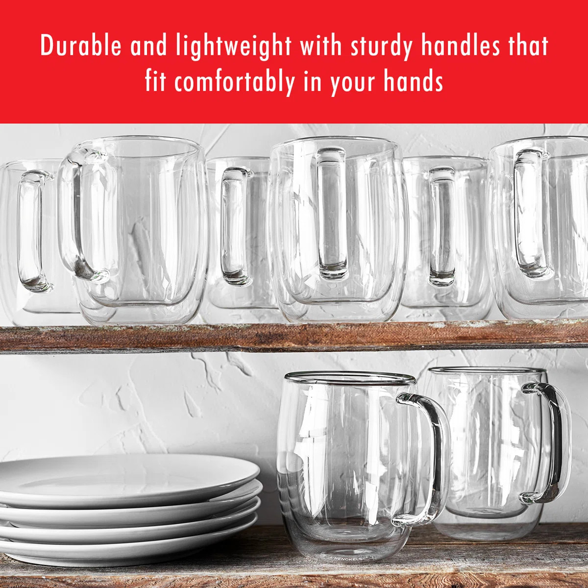 ZWILLING Sorrento Plus Double Wall Glass Coffee Mugs, Insulated Coffee Mug, Clear (Set of 4) | Wayfair North America