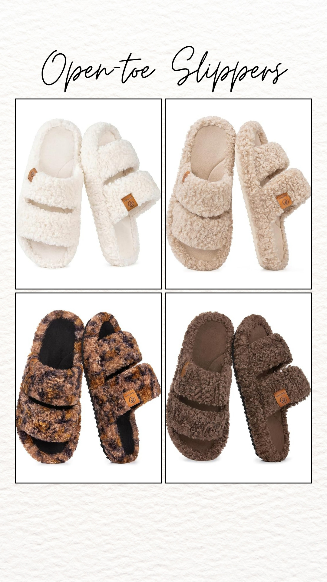 Open-toe slippers are the ultimate cozy essential for comfort at home ✨ Plush sherpa textures, soft cushioned soles, and breathable open-front designs make these Amazon slippers perfect for relaxing mornings, self-care nights, travel stays, and year-round lounging. Easy to slip on and endlessly comfy, they bring warmth and style to every cozy moment. #OpenToeSlippers #WomensSlippers #AmazonFashion #AmazonFinds #CozyHome #HouseSlippers #ComfortShoes #Loungewear #SelfCareEssentials #ComfyStyle #BedroomSlippers #SoftSlippers #RelaxAtHome #WeekendVibes #GiftIdeas
 

 #LTKSaleAlert