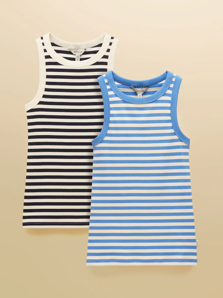Joules Sofia Ribbed Jersey Vests 2 Pack | Next EU
