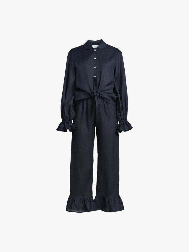 Women's Sleeper Rumba Linen Lounge Suit in Navy | Fenwick | Fenwick