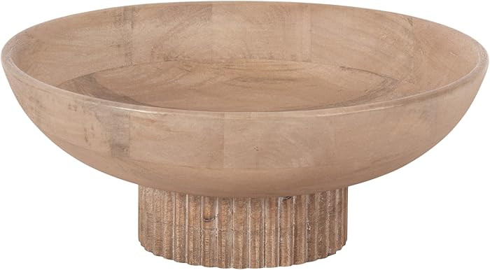 Kate and Laurel Rooks Modern Decorative Ribbed Wood Bowl, 12 Inch Diameter, Light Natural, Transi... | Amazon (US)